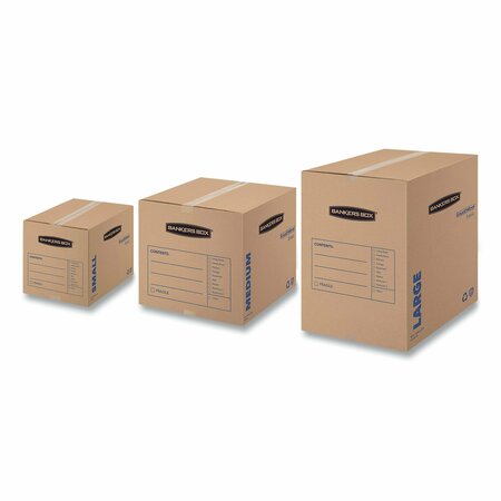 Bankers Box SmoothMove Basic Moving Boxes, Medium, Regular Slotted Container, 18x18x16, Brown Kraft/Blue, 20PK 7713901
